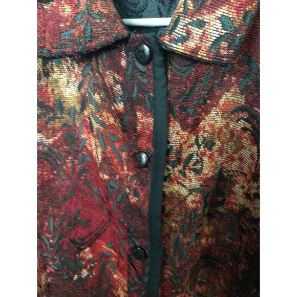 Christopher Banks Woman XL Blazer Floral Tapestry Button Up Long Sleeve Y2K - Picture 5 of 10